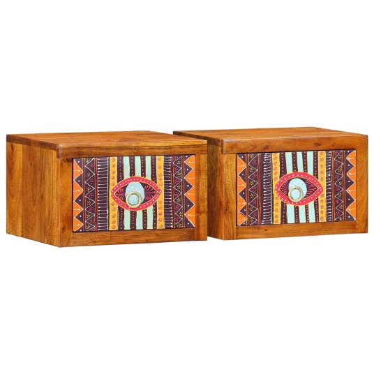 Nattbord 2 stk 35 x 30 x 22 cm Solid akasietre