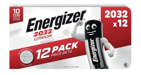 Knapcellebatterier Lithium Cr2032 Energizer Pakke A 12 Stk.