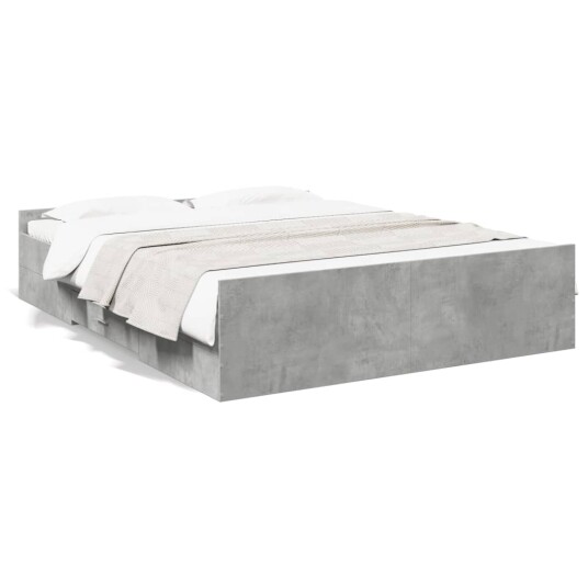  Sengeramme med skuffer betonggrå 150x200 cm konstruert tre 8721102619427