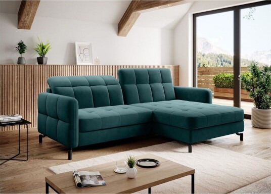Seksjon Eltap Lorelle 225x160x105 cm Mat Velvet 75 Grønn Høyre
