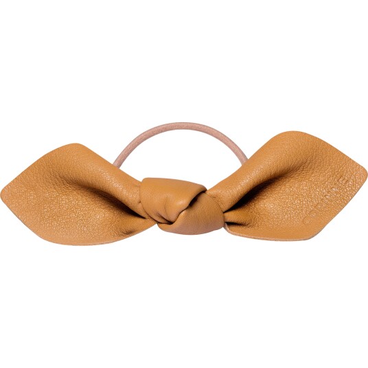 Corinne Leather Bow Big Hair Tie Beige