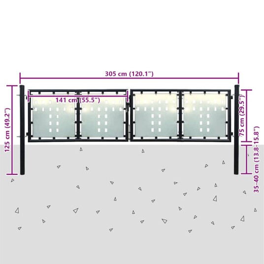 vidaXL Gjerdeport enkelt svart 300x125 cm vidaXL Gjerdeport enkelt svart 300x125 cm