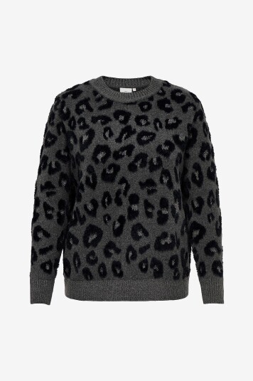 Only Carmakoma Genser carSara LS JQ Glitter O neck Knt Grå