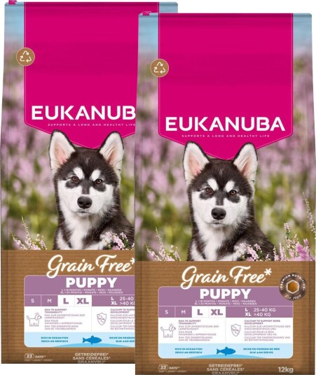 Eukanuba Puppy Grain Free Large & Extra Large Breed Ocean Fish 2 X 12Kg Eukanuba Puppy Grain Free Large & Extra Large Breed Ocean Fish 2 X 12Kg
