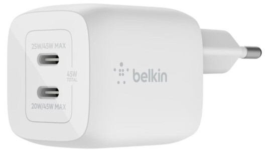 Belkin 45W Dual USB-C Vegglader med Hurtiglading Hvit Belkin 45W Dual USB-C Vegglader med Hurtiglading Hvit