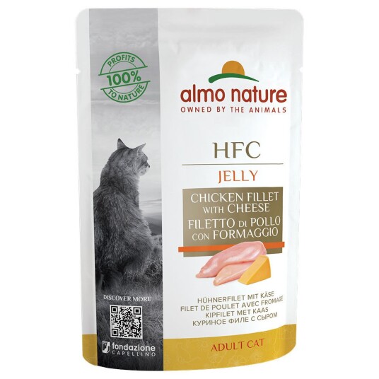 Almo Nature Hfc Jelly Pouch 6 X 70 G Kylling Filet Med Ost
