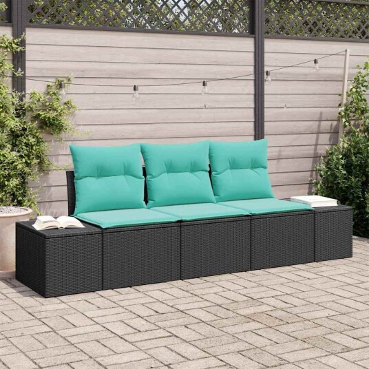 vidaXL Sofa sett 3 stk. Svart polyrotting