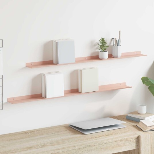 vidaXL Flytende hylle Veggmontert 2 pcs Rosa 100 x 9 x 2,5 cm Stål