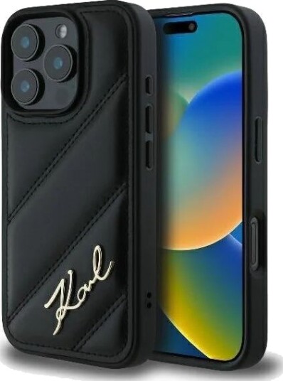 Karl Lagerfeld Quilted Signature iPhone 16 Pro Case - Black