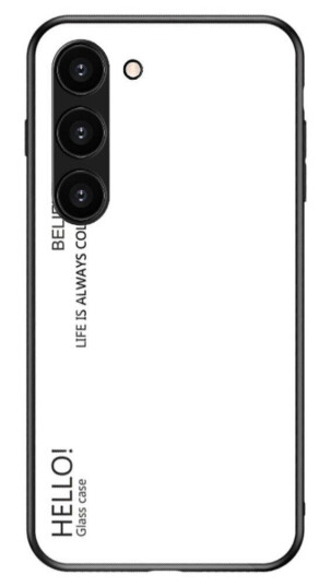 INCOVER Samsung Galaxy S23 Glass Bakdeksel - Hello - Hvit
