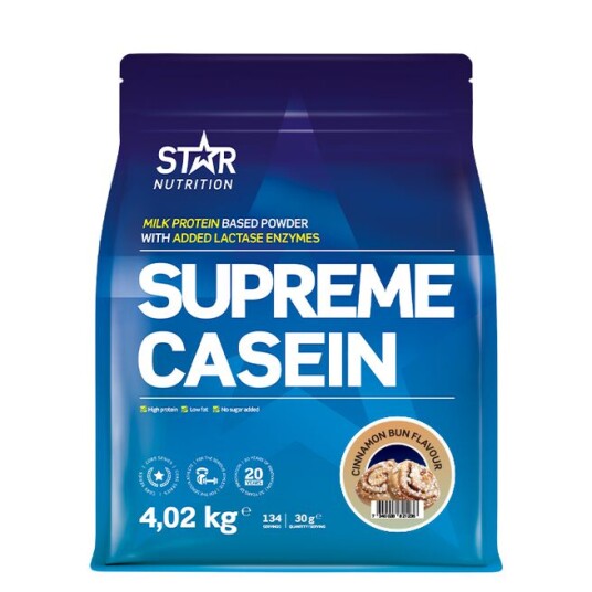 Supreme kasein protein pulver, 4 kg Cinnamon bun Supreme kasein protein pulver, 4 kg Cinnamon bun