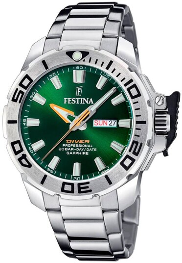 Festina Herreklokke F20665 2 The Original Diver Grønn/Stål Ø46.3 mm Festina Herreklokke F20665 2 The Original Diver Grønn/Stål Ø46.3 mm