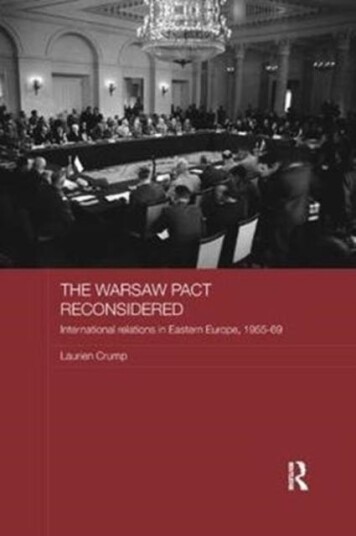 The Warsaw Pact Reconsidered Av Laurien (Utrecht University The Netherland Crump