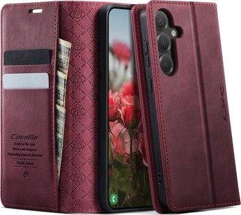 Samsung Galaxy S26 FE Caseme 033 Lommebok-etui med kalvestruktur og RFID-blokkering - rød