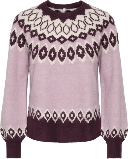 ONLY Onlrusty Ls Fair Isle O Neck Bf Knt FIG L