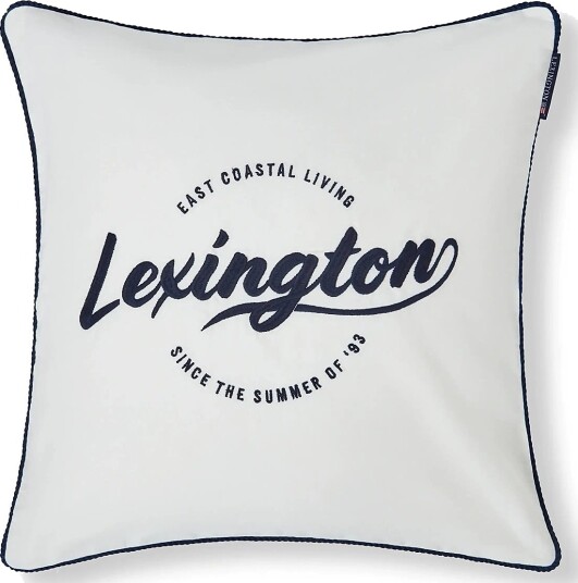 Lexington Home White Logo Organic Cotton Twill Pillow Cover   White   50X50