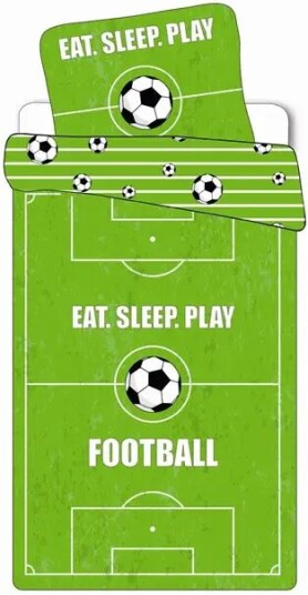 Licens Sengetøy med fotballmotiv - 140x200 cm - Fotballbane - Dynetrekk med 2 design - 100% bomullssengesett Licens Sengetøy med fotballmotiv - 140x200 cm - Fotballbane - Dynetrekk med 2 design - 100% bomullssengesett
