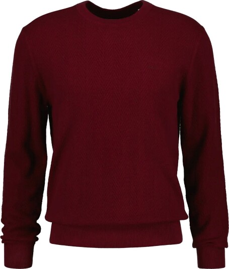 Gant Herringbone Textured C Neck   PLUMPED RED   M