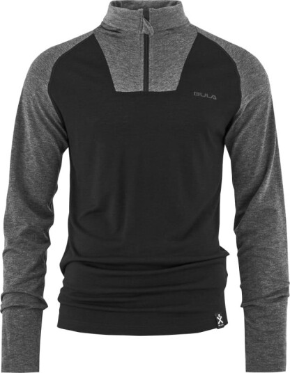 Bula Men's Retro Merino Wool Halfzip Sweater L, Black