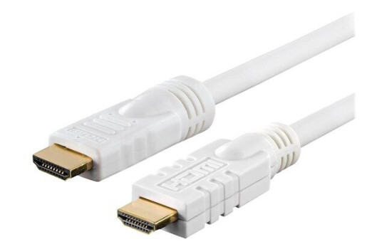 Deltaco 20m HDMI-kabel med Ethernet, 4K, Hvit