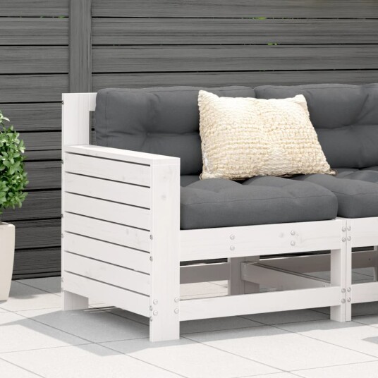 Hagesofa med armlene hvit 69x62x70,5 cm heltre furu 844884 Hagesofa med armlene hvit 69x62x70,5 cm heltre furu 844884