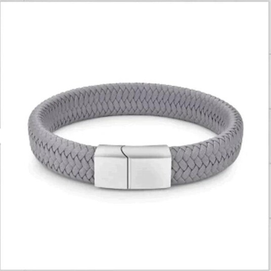 Lærarmbånd med Magnetisk lås i rustfritt stål Grå 18.5 cm Lærarmbånd med Magnetisk lås i rustfritt stål Grå 18.5 cm