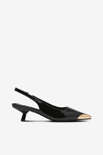 Bianco Pumps biaKristin Kitten Heel Slingback Metal Toecap Patent Svart