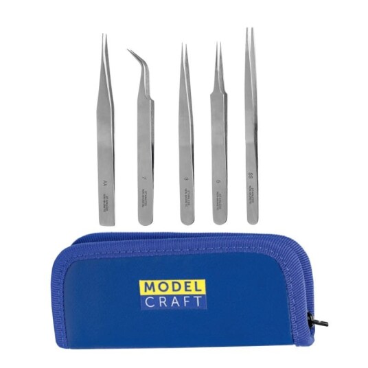 Model Craft Sett med 5 anti-magnetisk pinsett
