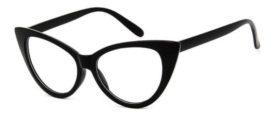 Svart retro cateye glass klar glass klar glass uten styrke