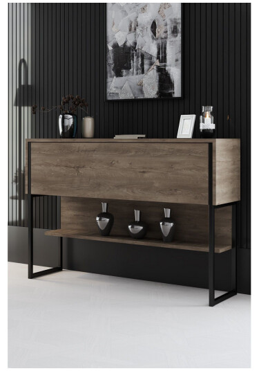 Luxe Kommode 120 cm   Svart/Valnøtt