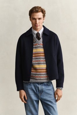 Gant Handstitched Wool/Cashmere Jacket Evening Blue