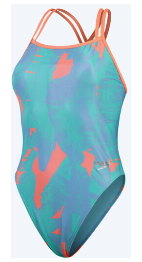 Speedo badedrakt til damer - Allover Digital Starback - Blå/oransje