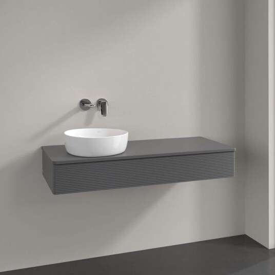 Villeroy & Boch Antao Servantskap med 1 skuff 120x50x19 cm u/lys Antrasitt Matt Villeroy & Boch Antao Servantskap med 1 skuff 120x50x19 cm u/lys Antrasitt Matt