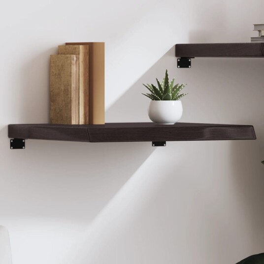 vidaXL Vegghylle m?rkegr? 60x60x6 cm behandlet heltre eik