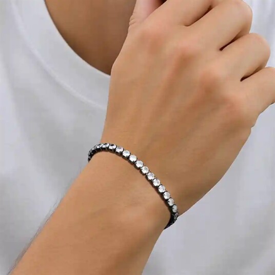 Black Crystal Flex Herrearmbånd med CZ steiner Black Crystal Flex Herrearmbånd med CZ steiner