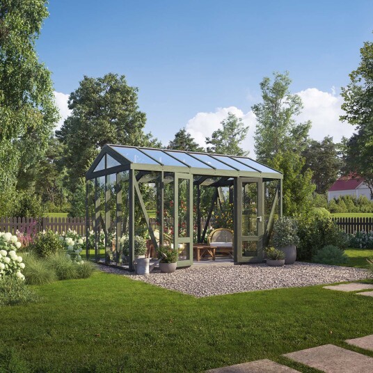 Tredrivhus Linnea - Grå/Grønn 7,5 M², Grå/Grønn Tredrivhus Linnea - Grå/Grønn 7,5 M², Grå/Grønn