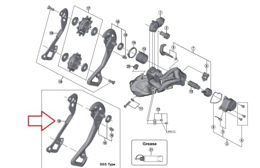 Shimano Innerplate til RD M9050 SGS XTR Bakgir