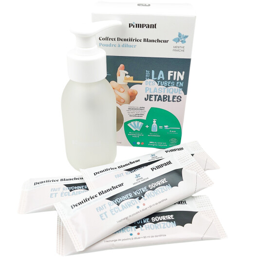 Naturlig tannkrem Pimpant Whitening Pump Bottle + 4 refills