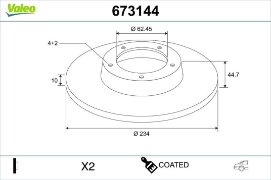 VALEO 673144 Bremseskive