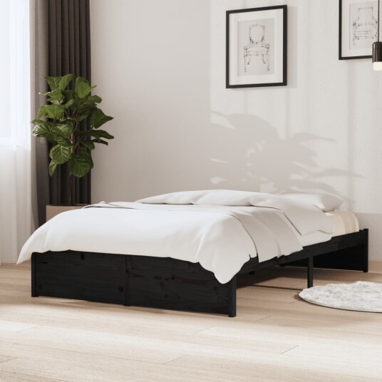vidaXL Sengeramme svart heltre 120x190 cm grå 4FT Small Double