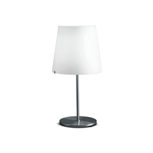 FontanaArte 3247 Bordlampe Liten Sateng/ Børstet Nikkel/ Hvit