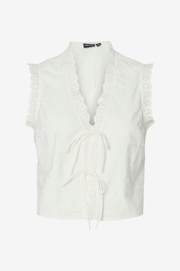 pieces - Bluse Pctalia SL Tie Top Wvn - Hvit