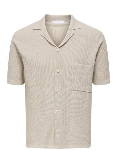 ONLY & SONS Onstony Reg 12 Ss Waffle Shirt Knit - Beige - XS