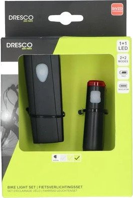 Sykkellykt Dresco med batteri 20 lm 2 m rekkevidde