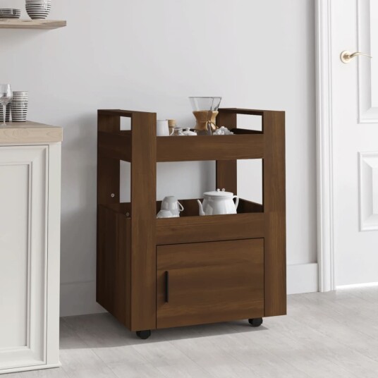 Kjøkkentralle brun eik 60x45x80 cm konstruert tre 816831