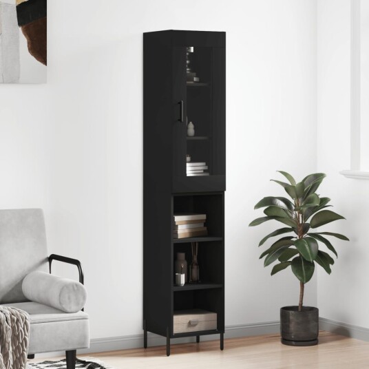 vidaXL Highboard svart 34,5x34x180 cm konstruert tre 8720845487928