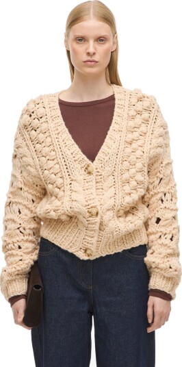 ROUGE EDIT Rouamelia Ls V Neck Cardigan   Beige   S