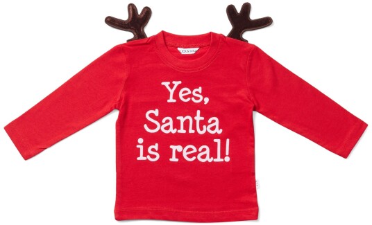 Luca &  Lola Baby Langermet T-shirt Santa Is Real Deer Red 56