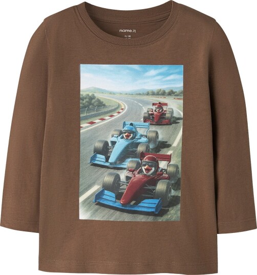 Name It Genser - NmmVoto - Sepia/Racing Penguins - Name It - 1½ år (86) - Genser - Brun
