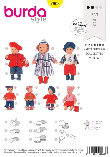 Burda 7903 - Dukkeklær Burda 7903 - Dukkeklær